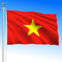 Vietnam, official national waving flag, asiatic country, vector illustration