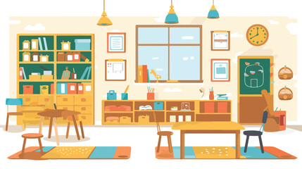 Interior of a traditional primary school flat vector