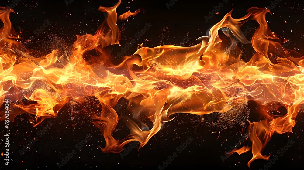 Poster flaming vortex on dark background. abstract flaming texture for creative design. fiery motion for ar