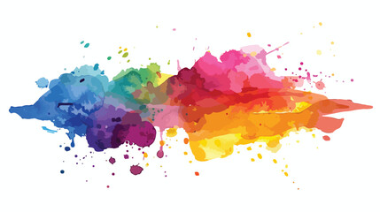 Isolated watercolor splatter stain colorful flat Vector