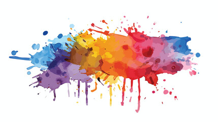 Isolated watercolor splatter stain colorful flat Vector