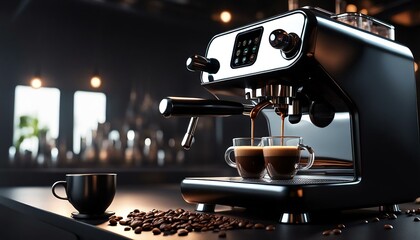 Futuristic espresso coffee maker - obrazy, fototapety, plakaty
