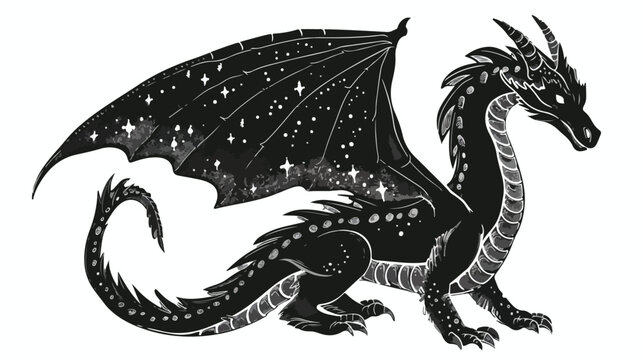 Isolated vector illustration. Fantastic medieval dragon