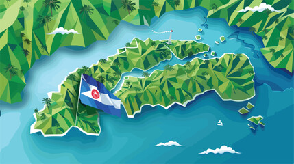 Isometric paper map of Dominican Republic 