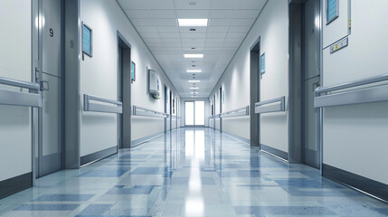 Long corridor in hospital