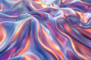 Fototapeta premium Abstract 3D render of a colorful, glassy holographic cloth, illustration