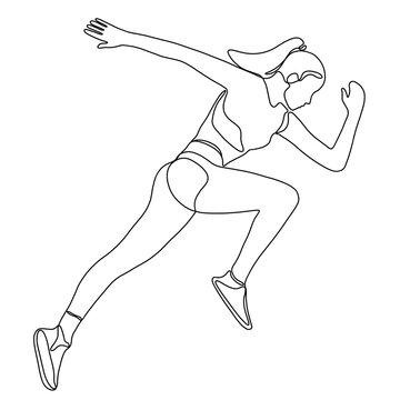 recommend clip art: Woman Running Continuous One Line Drawing. Lady Run Sport Outline Drawing Line Art. Woman Running Line Abstract Portrait