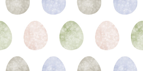 Cute illustration with colorful Easter eggs with watercolor texture, spring banner