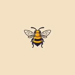 Bee logo design vector flat illustration template