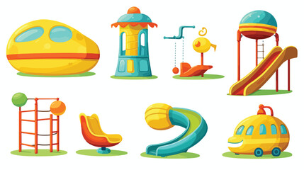 Kid playground park equipment. Cartoon vector illustration