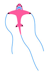 Flying shark kite. Color craft fly toy. Vector illustration.