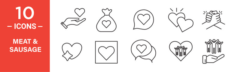 love and heart related vector icons set