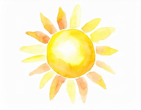 the sun watercolor isolated