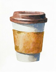 paper coffee cup watercolor isolated