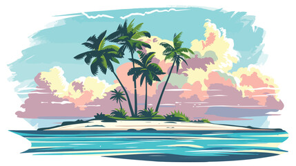 Fototapeta na wymiar Landscape of tropical island beach with palm trees