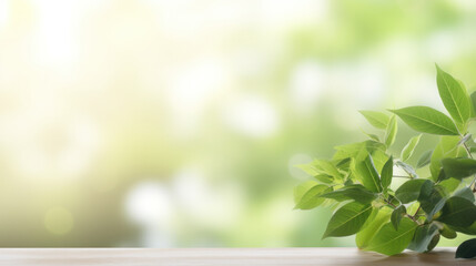 Empty table on dark green texture wall background. Composition with monstera leaves shadow on the wall and light reflections. Mock up for presentation, branding products, cosmetics food or jewelry.