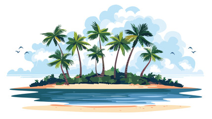 Landscape of tropical island beach with palm trees