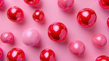 Red and pink spheres on a pink background