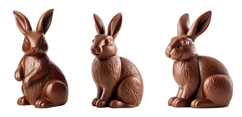 Chocolate Easter Bunny Trio in Various Poses.