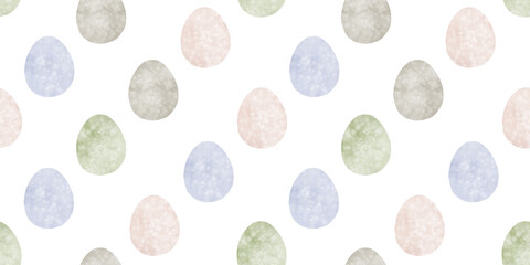 Cute illustration with colorful Easter eggs with watercolor texture, spring banner