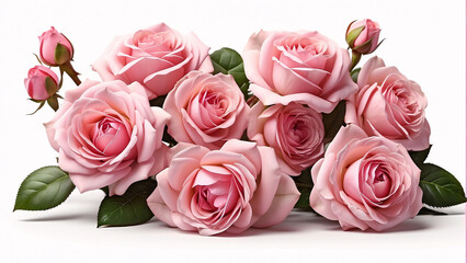 Pink roses isolated on white background
