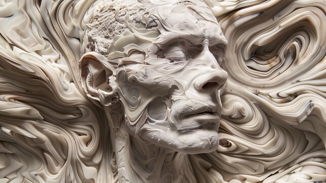 &Eacute;corch&eacute; art, human skull depicted only with muscles and bones without skin, 16:9