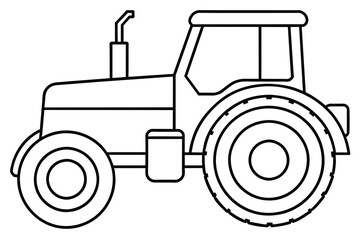 tractor line art, vector illustration