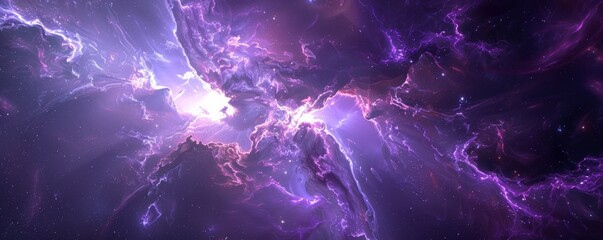 Cosmic energy – vibrant nebula in deep space - obrazy, fototapety, plakaty
