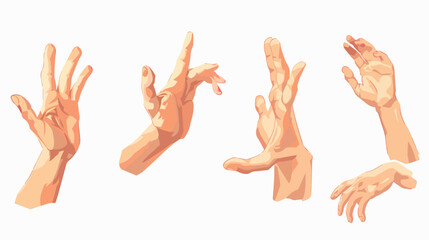 A flat vector set of hands demonstrating gestures 