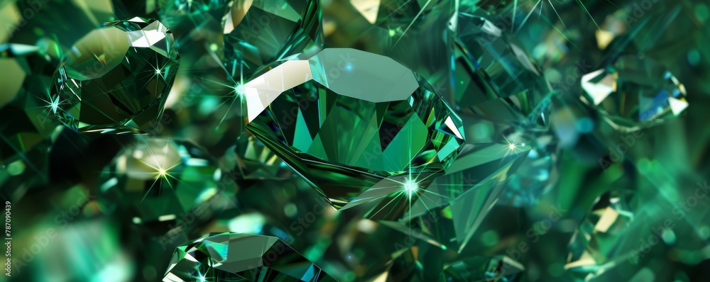 Poster high-resolution image showcasing the sparkling facets of emerald gems