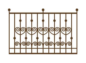Balcony railing and fence fencing from stainless steel, iron. architectural elements. vector illustration isolated on white background.