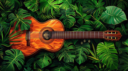 Attractive digital illustration of a guitar.