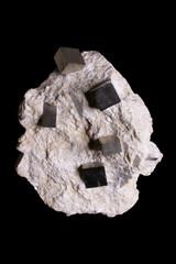Pyrite cubic crystals on matrix, stunning