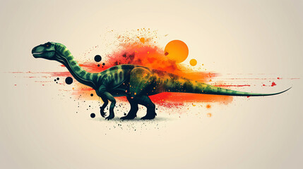 Colorful illustration of a prehistoric dinosaur. Digital art.