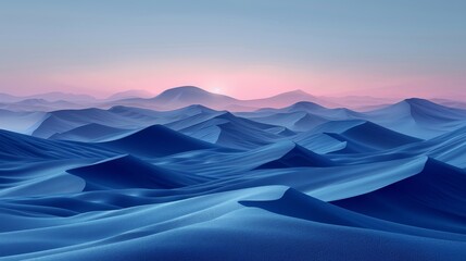 Serene blue desert dunes at twilight