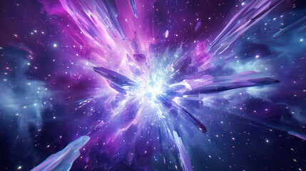 Colorful Light Burst in Abstract Space Scene
