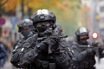 A german police swat team in action
