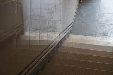 A flight of stairs on the first floor, taken from top to bottom. The concept of coming out of the...