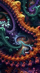 Vibrant digital artwork showcasing mesmerizing fractal patterns