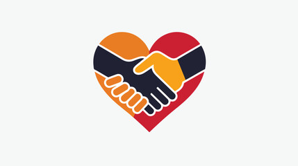 Love hand logo handshake in the form of heart flat Vector