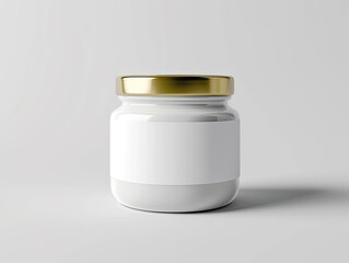 jar of cream with plain white sticker for product mockup 