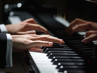 Obraz premium Elegant Pianist Hands in Action