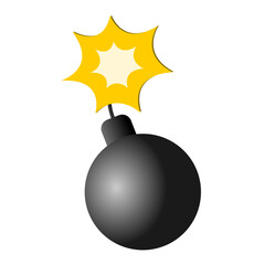 Black metal bomb with fire. 3d realistic vector icon. bomb with burning wick on a white background. Round black bomb with burning fuse.