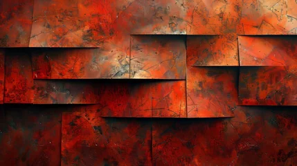 Foto op Canvas Vibrant abstract background with a red textured surface in a stepped pattern © Denys