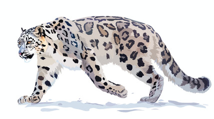 Majestic snow leopard traversing its natural snowy