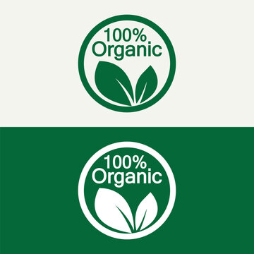 100 percent organic vector logo design. Can use for label, badge, print, flyer, banner, web, element infographic-vector