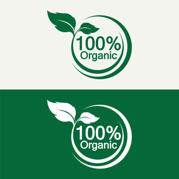 100 percent organic vector logo design. Can use for label, badge, print, flyer, banner, web, element infographic-vector