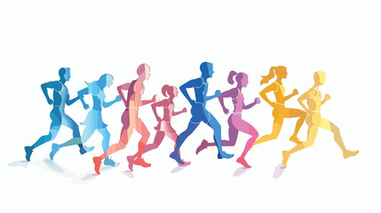 Fototapeta na wymiar Marathon runner sprinter winner silhouettes vector illustration