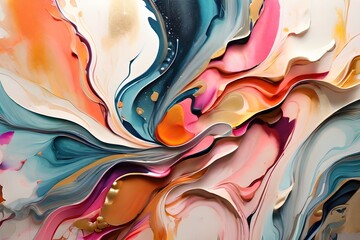 Marble ink abstract art from exquisite original painting for abstract background . Painting was...