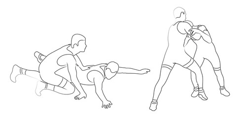 Image of two fighters in a fight, isolated vector